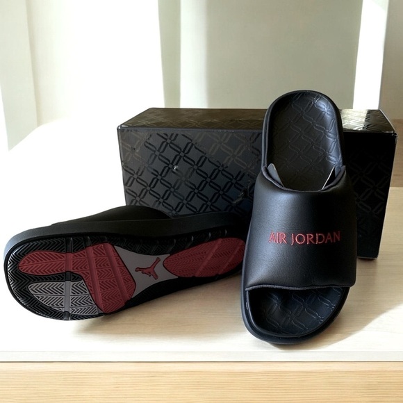 JORDAN SOPHIA Platform SLIDES MULE Size 11 Black Red AIR JORDAN Letters Gothic - Picture 9 of 12